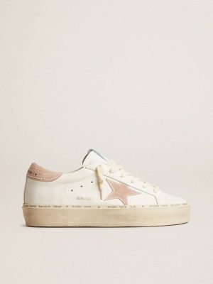 Women Hi Star White Women's Hi Star Ltd With Old Rose Suede Star And Heel Tab With Pearls Golden Goose - 1