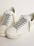 Women Ice-Gray Cotton Laces With Contrasting Black Stars Golden Goose Laces Ice Gray - 3