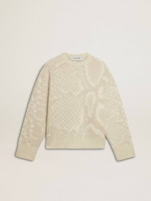 Women Knitwear Beige Golden Goose Women’s Beige Cny Sweater With Patterns - 1