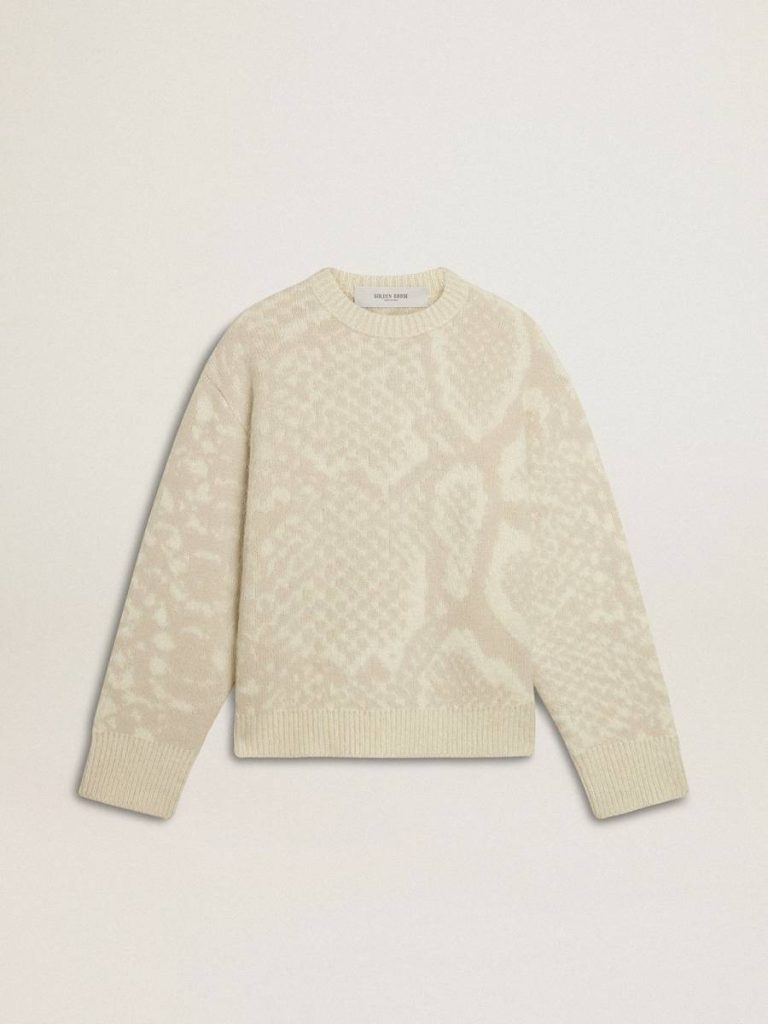 Women Knitwear Beige Golden Goose Women’s Beige Cny Sweater With Patterns - 1