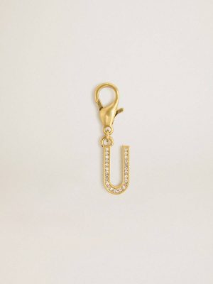 Women Letter U Charm In Gold-Colored Brass With Crystals Gold Golden Goose Bag Accessories - 1