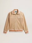 Women Light Beige Women’s Light Beige Zipped Sweatshirt With White Logo Sweatshirts Golden Goose - 1