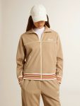 Women Light Beige Women’s Light Beige Zipped Sweatshirt With White Logo Sweatshirts Golden Goose - 2