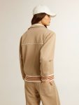 Women Light Beige Women’s Light Beige Zipped Sweatshirt With White Logo Sweatshirts Golden Goose - 4