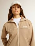 Women Light Beige Women’s Light Beige Zipped Sweatshirt With White Logo Sweatshirts Golden Goose - 5