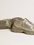 Women Lightstar Golden Goose Women’s Lightstar In Metallic Leather And Silver Mesh With Gray Star - 3