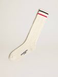 Women Long Ribbed Socks In Vintage White With Two-Tone Stripes Socks Golden Goose - 1