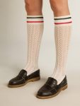 Women Long Ribbed Socks In Vintage White With Two-Tone Stripes Socks Golden Goose - 3
