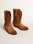 Women Low Wish Star Boots In Cognac-Colored Suede With Inlay Star Boots Golden Goose - 2