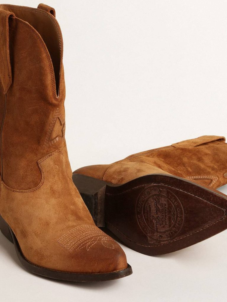 Women Low Wish Star Boots In Cognac-Colored Suede With Inlay Star Boots Golden Goose - 3