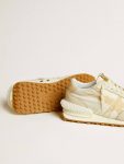 Women Marathon Women's Marathon In Beige Nylon And Gray Leather With Beige Printed Star Golden Goose - 3