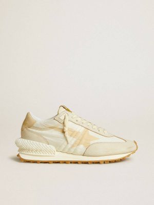 Women Marathon Women's Marathon In Beige Nylon And Gray Leather With Beige Printed Star Golden Goose - 1