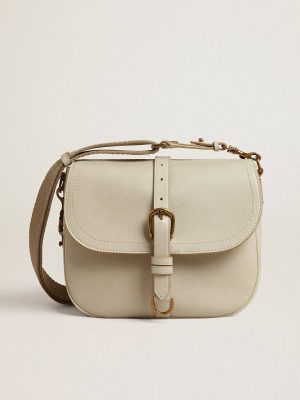 Women Medium Sally Bag In Porcelain Leather With Buckle And Contrasting Shoulder Strap Porcelain Golden Goose Crossbody Bags - 1