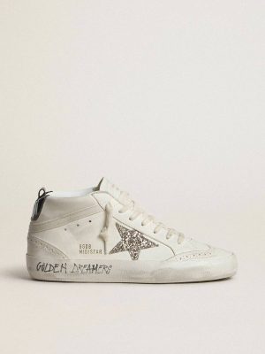 Women Mid Star Mid Star With Silver Glitter Star And Black Laminated Heel Tab Golden Goose - 1