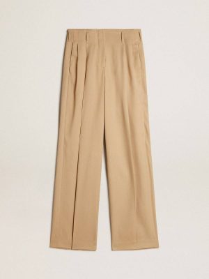 Women Sand Golden Goose Jeans & Pants Women’s Wool Gabardine Pants In Sand - 1