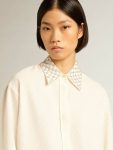 Women Shirt In Vintage White With Jacquard Design And Embroidery Vintage White Golden Goose Shirts - 2