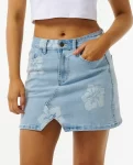 Women Skirts Hibiscus Heat Overdyed Denim Skirt Rip Curl - 1