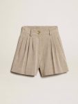 Women Skirts & Shorts Women’s Aged White Cotton Shorts With Elasticated Waist Golden Goose Aged White - 1
