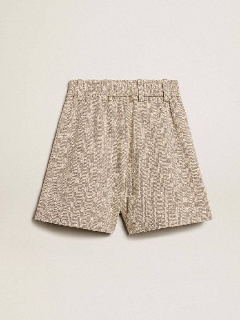 Women Skirts & Shorts Women’s Aged White Cotton Shorts With Elasticated Waist Golden Goose Aged White - 5