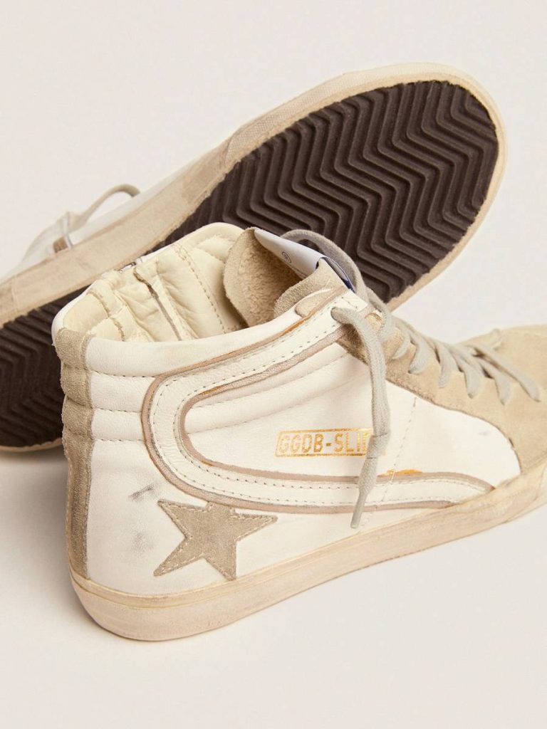 Women Slide Women's Slide With Ice-Gray Suede Star And White Flash White Golden Goose - 3