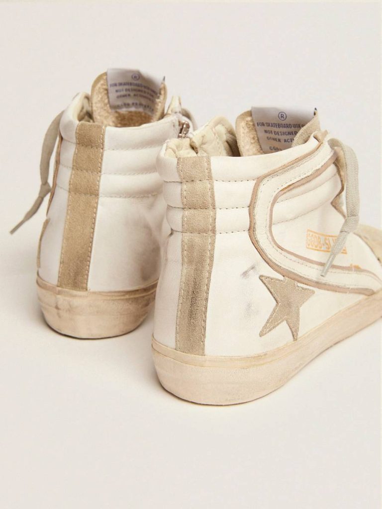 Women Slide Women's Slide With Ice-Gray Suede Star And White Flash White Golden Goose - 4