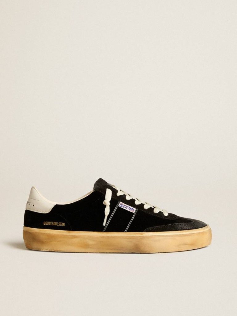 Women Soul Star In Black Velvet With White Leather Heel Tab Ggdb Classics Golden Goose - 1
