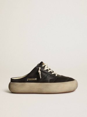 Women Space-Star Women's Space-Star Sabots With Leather Star And Shearling Lining Golden Goose - 1