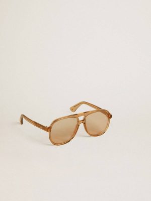 Women Sunglasses Golden Goose Honey Aviator Style Sunglasses With Honey-Colored Frame And Lenses - 1