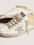 Women Super-Star Sabots In White Leather With Shearling Lining Golden Goose White Super-Star Sabot - 4