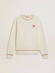Women Sweatshirts Golden Goose Cny Sweatshirt In Worn-White Cotton With Red Embroidery Worn White - 1