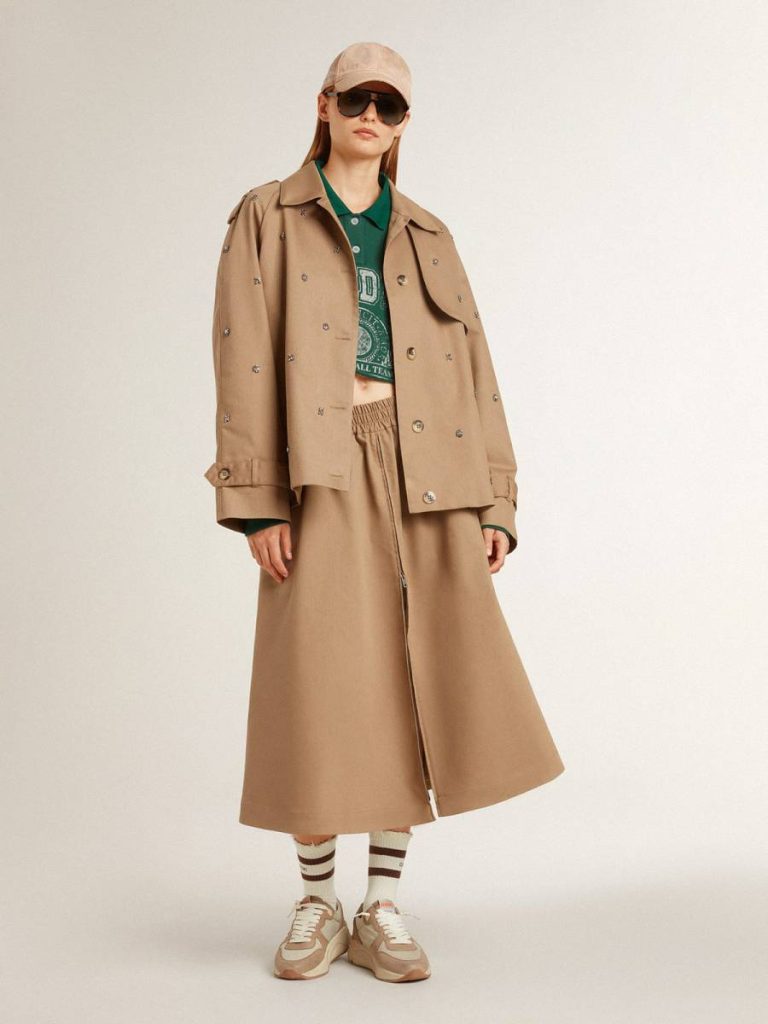 Women Sweatshirts Golden Goose Green Women's Green Cropped Polo Sweatshirt With Print - 3