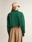 Women Sweatshirts Golden Goose Green Women's Green Cropped Polo Sweatshirt With Print - 4