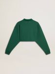 Women Sweatshirts Golden Goose Green Women's Green Cropped Polo Sweatshirt With Print - 5