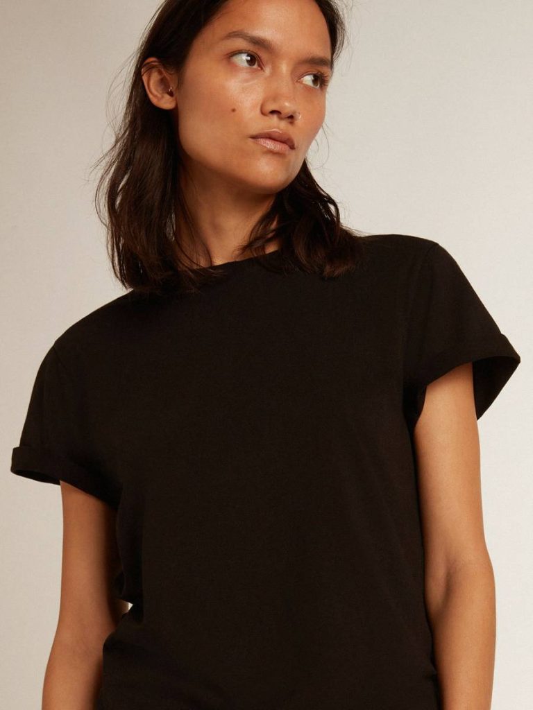 Women Vintage Black T-Shirts & Tops Women’s Slim-Fit Distressed T-Shirt In Black Golden Goose - 2