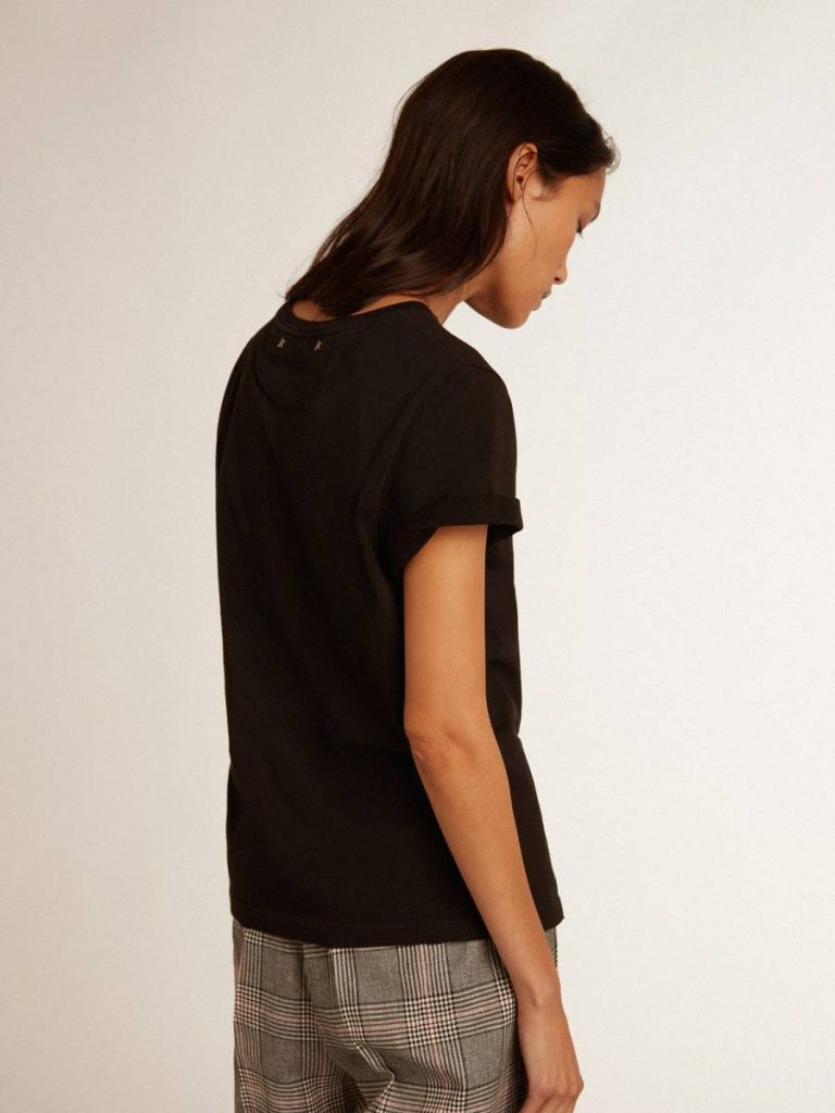 Women Vintage Black T-Shirts & Tops Women’s Slim-Fit Distressed T-Shirt In Black Golden Goose - 4