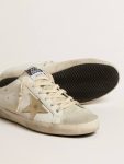 Women White Golden Goose Super-Star Sabots With Platinum Star And Ice-Gray Suede Tongue Super-Star Sabot - 3