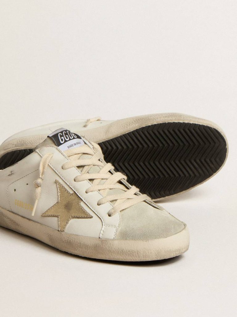 Women White Golden Goose Super-Star Sabots With Platinum Star And Ice-Gray Suede Tongue Super-Star Sabot - 3