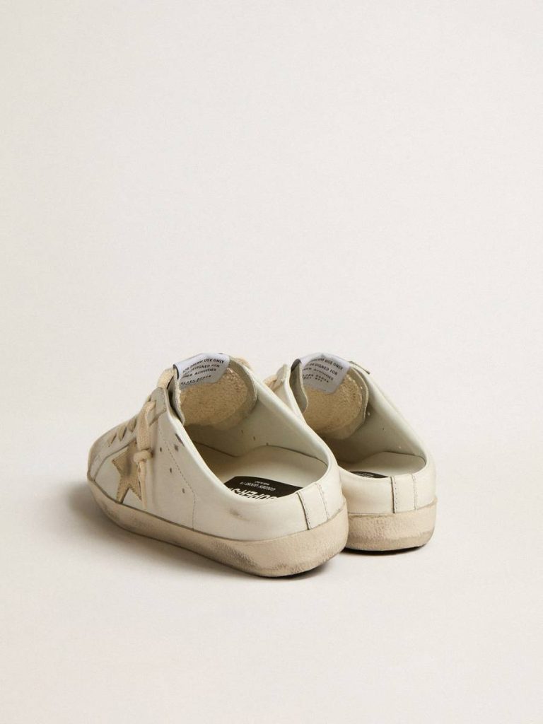 Women White Golden Goose Super-Star Sabots With Platinum Star And Ice-Gray Suede Tongue Super-Star Sabot - 4