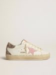 Women White Hi Star Hi Star In White Leather With Pink Suede Star And Pink Glitter Heel Tab Golden Goose - 1