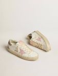 Women White Hi Star Hi Star In White Leather With Pink Suede Star And Pink Glitter Heel Tab Golden Goose - 2