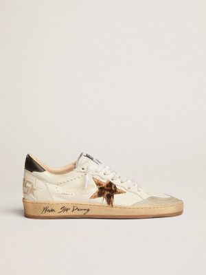 Women Women's Ball Star With Leopard Print Pony Skin Star And Black Heel Tab Ball Star Golden Goose - 1