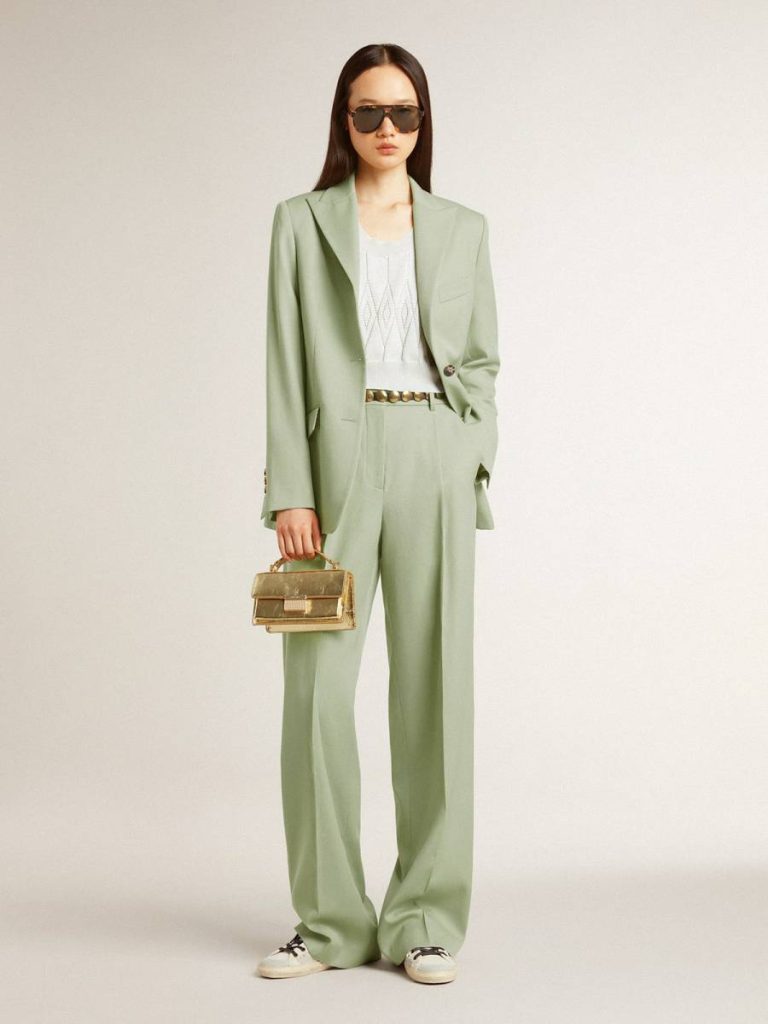 Women Women's Blazer Jacket In Sage-Green Wool Sage Green Golden Goose Blazers - 3