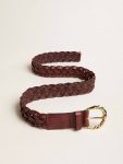 Women Women’s Burgundy Woven Leather Belt Burgundy Belts Golden Goose - 4