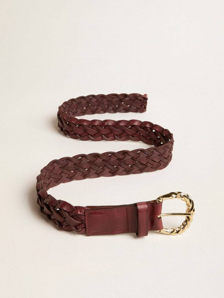 Women Women’s Burgundy Woven Leather Belt Burgundy Belts Golden Goose - 4