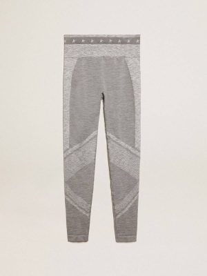 Women Women’s Gray Melange Leggings With Mixed Stitching Gray Melange Jeans & Pants Golden Goose - 1