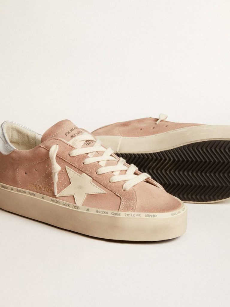 Women Women's Hi Star In Pink Suede With Cream Star And Silver Leather Heel Tab Hi Star Golden Goose - 3