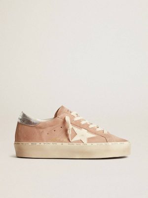 Women Women's Hi Star In Pink Suede With Cream Star And Silver Leather Heel Tab Hi Star Golden Goose - 1