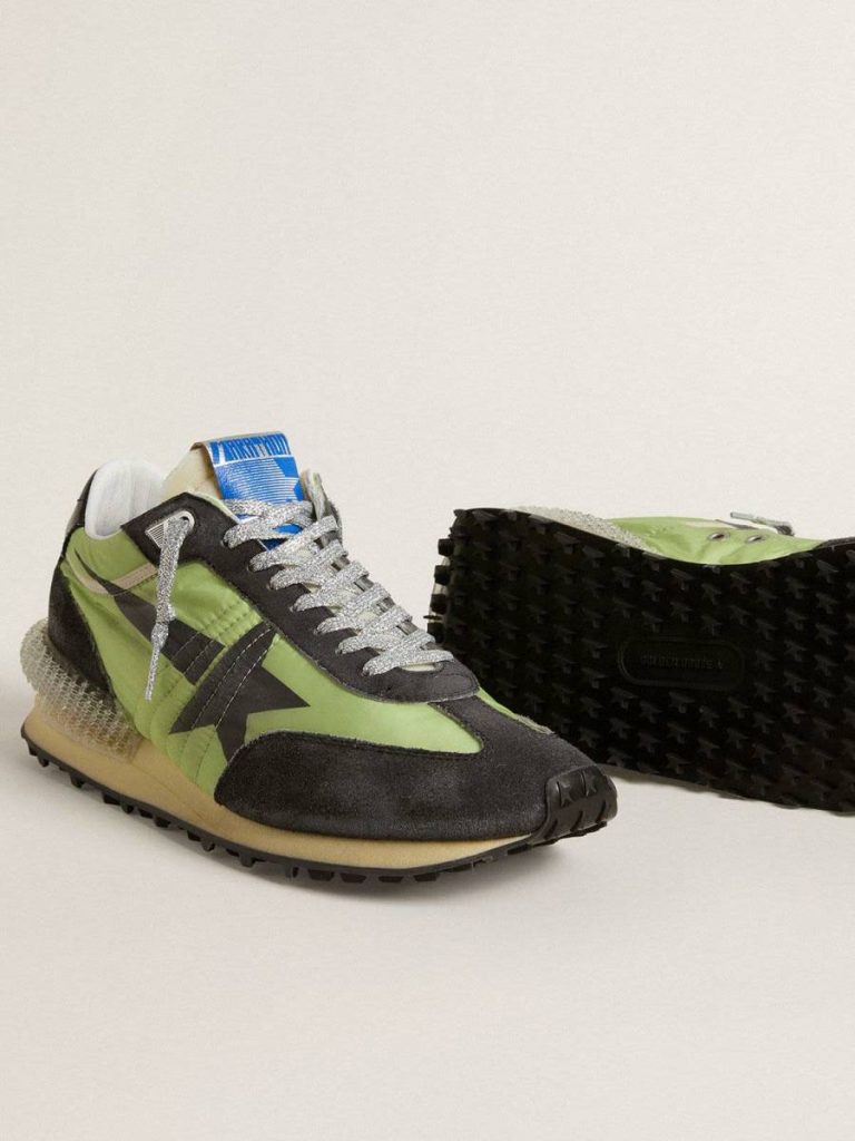 Women Women’s Marathon With Green Nylon Upper And Black Star Golden Goose Marathon - 3