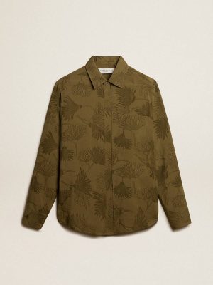 Women Women's Olive-Colored Viscose-Cotton Blend Shirt With Floral Pattern Shirts Golden Goose Olive - 1