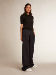 Women Women’s Polo Shirt In Black Merino Wool Black T-Shirts & Tops Golden Goose - 3